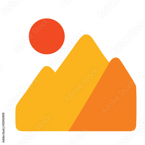 Abstract Mountain with Sun: An abstract representation of mountains under the sun, featuring a stylized depiction of peaks and a sun. The image evokes the vastness of nature