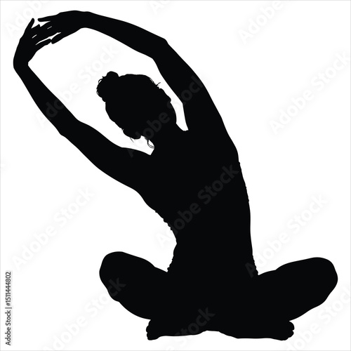 Black silhouette vector of a person stretching their arms overhead or out to the sides 