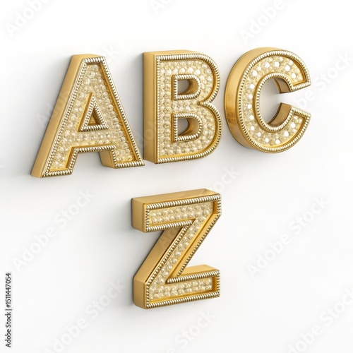 Golden ABCZ Letters Diamond...