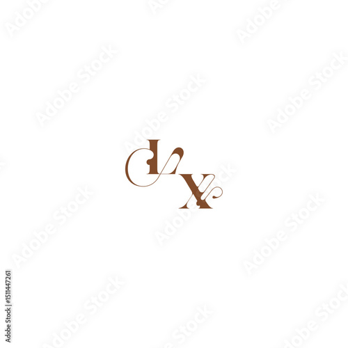 bold and hairline initial wedding logo concept LX elegant curve monogram letter