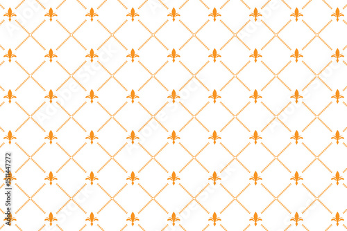 seamless pattern, orange fleur de lis and diamond pattern, vector illustration