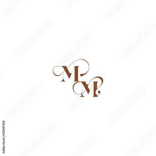 bold and hairline initial wedding logo concept MM elegant curve monogram letter