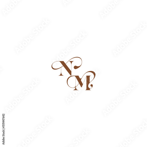 bold and hairline initial wedding logo concept NM elegant curve monogram letter
