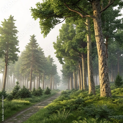 Misty Forest Path Digital P...