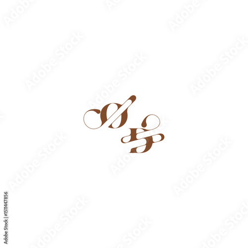 bold and hairline initial wedding logo concept OD elegant curve monogram letter