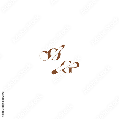 bold and hairline initial wedding logo concept OG elegant curve monogram letter
