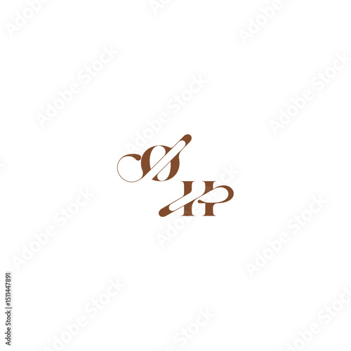 bold and hairline initial wedding logo concept OH elegant curve monogram letter
