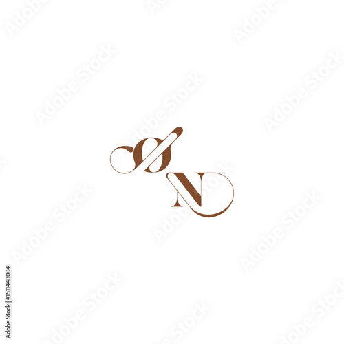 bold and hairline initial wedding logo concept ON elegant curve monogram letter