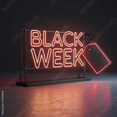 Neon Black Week Sale Sign 3...
