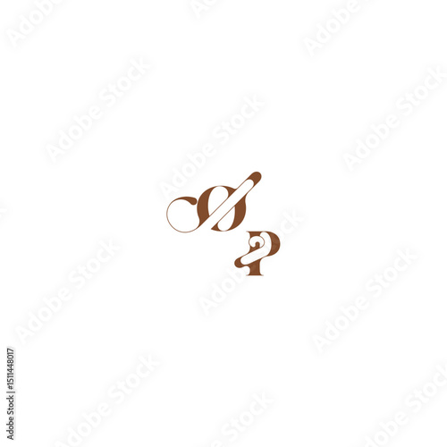 bold and hairline initial wedding logo concept OP elegant curve monogram letter
