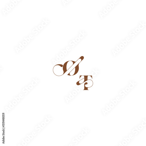 bold and hairline initial wedding logo concept OT elegant curve monogram letter