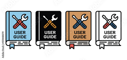 User Guide Book Icon Set in Four Different Colors