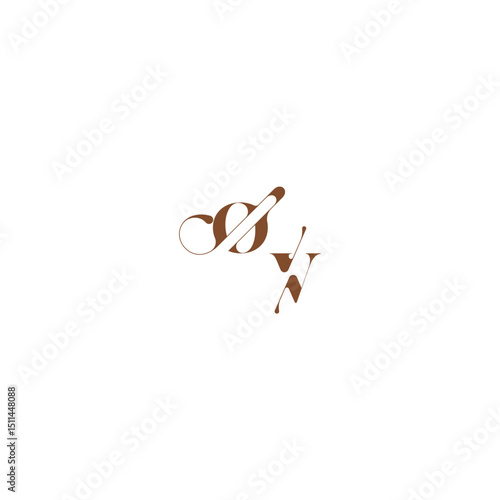 bold and hairline initial wedding logo concept OV elegant curve monogram letter