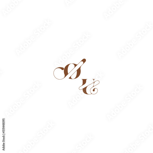 bold and hairline initial wedding logo concept OU elegant curve monogram letter