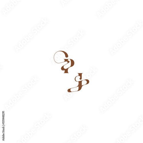 bold and hairline initial wedding logo concept PJ elegant curve monogram letter