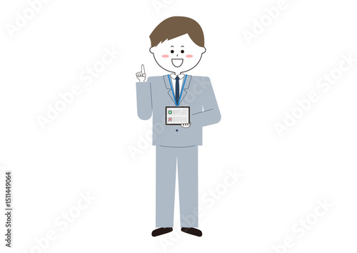 タブレットを見せる男性社員