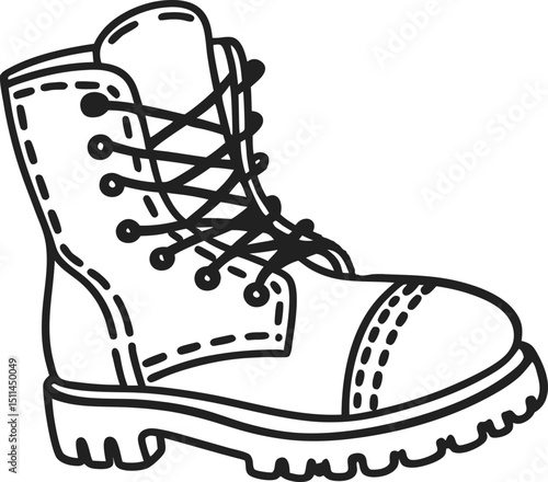 Illustration of a lace up hiking boot durable footwear design, adventure and outdoor gear
