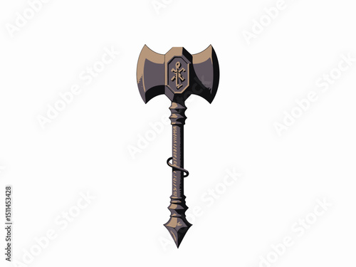 Vking hammer thor amulet with runes Isolated on white background. Hand drawn design element for poster