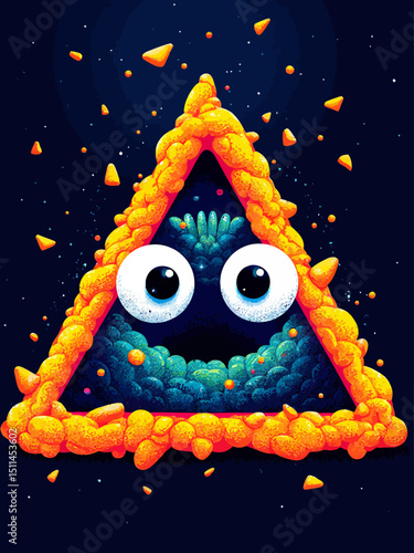 All seeing eye in delta triangle Pyramid and freemasonry icon, new world order emblem