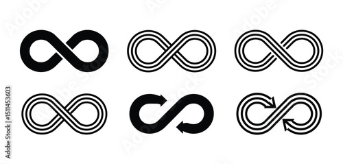 Six Variations of Infinity Symbol  Vector Graphic Designs