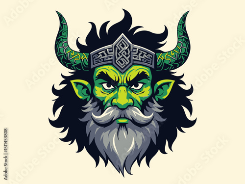  mascot or logo with Celtic tangle face mascot of an old druid or Viking