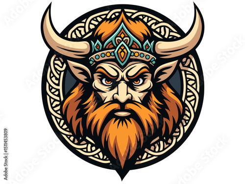  mascot or logo with Celtic tangle face mascot of an old druid or Viking