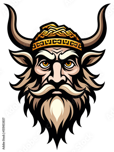  mascot or logo with Celtic tangle face mascot of an old druid or Viking