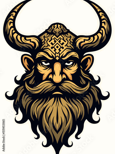  mascot or logo with Celtic tangle face mascot of an old druid or Viking