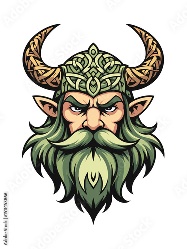  mascot or logo with Celtic tangle face mascot of an old druid or Viking