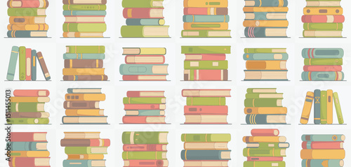 Colorful Stacks of Books Illustration Background