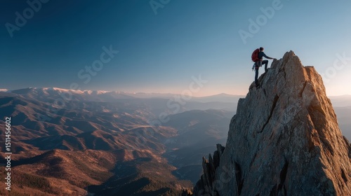 Climbing adventure on a mountain peak rocky landscape outdoor activity breathtaking view inspirational journey