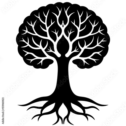 Wisdom Tree – Brain Root Silhouette Illustration
