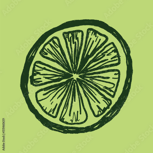 Doodle elements of fruit and vegetable, specifically a Orange