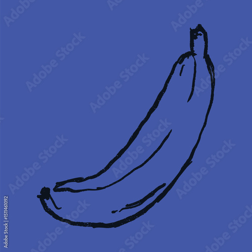 Doodle elements of fruit and vegetable, specifically a Banana