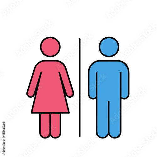 Gender symbols representing male and female icons in flat design  