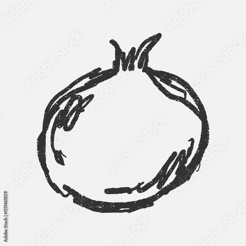 Doodle elements of fruit and vegetable, specifically a Pomegranate