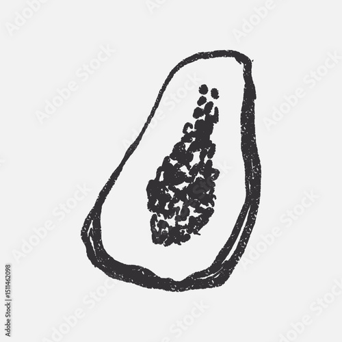 Doodle elements of fruit and vegetable, specifically a Papaya