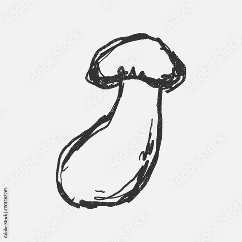 Doodle elements of fruit and vegetable, specifically a Mushroom