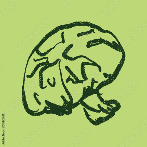 Doodle elements of fruit and vegetable, specifically a Mushroom