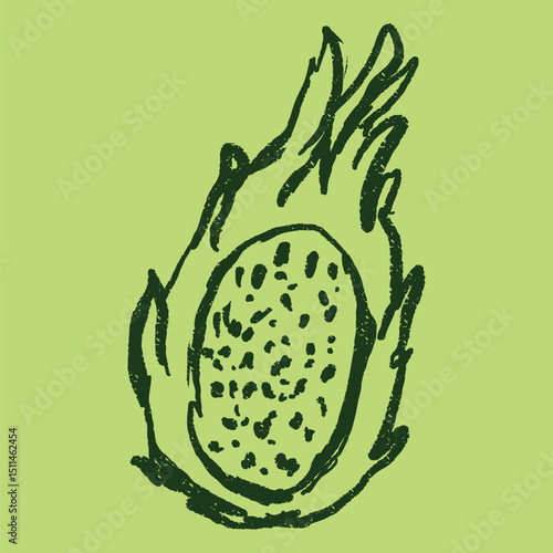 Doodle elements of fruit and vegetable, specifically a Dragon fruit