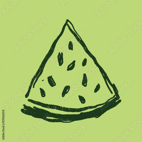 Doodle elements of fruit and vegetable, specifically a Watermelon