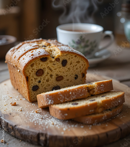Traditional Fruitcake Loaf with Nuts and Raisins
