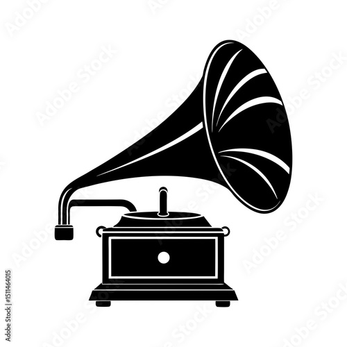 Vintage gramophone silhouette illustration