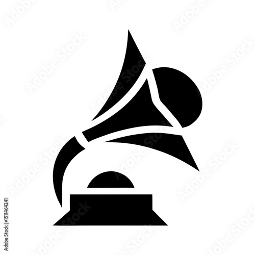Vintage gramophone icon black silhouette design