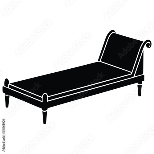 Chaise Lounge Black Silhouette Vector Illustration white background