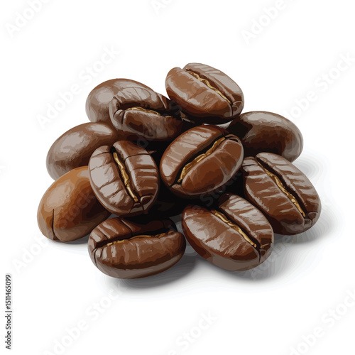 Roasted Coffee Beans Close Up Pile Isolated White Background