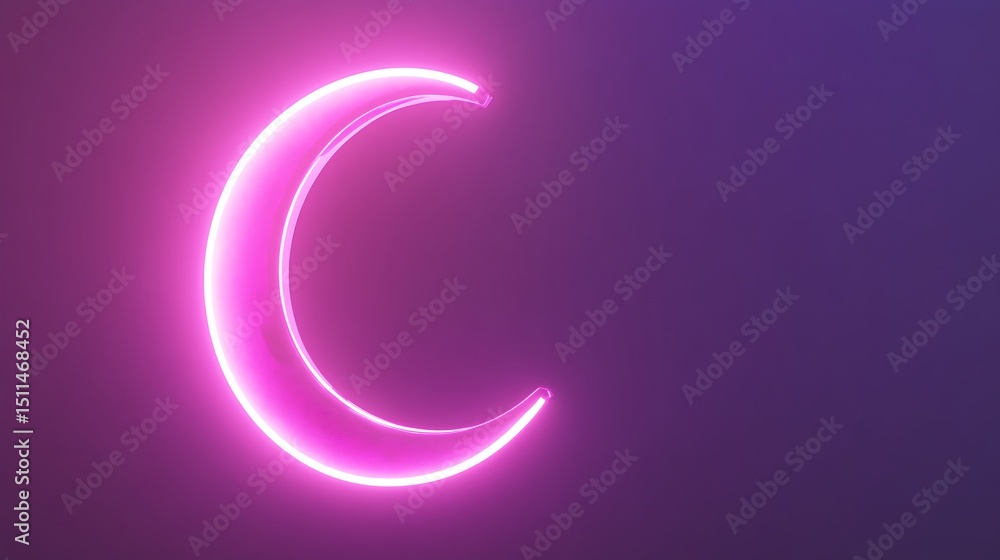 Fototapeta premium Neon crescent moon graphic (11)