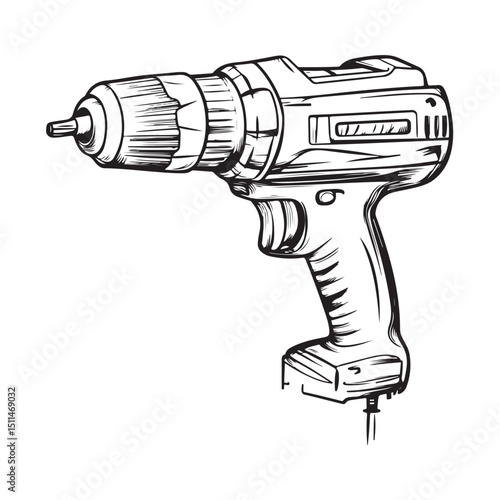 Electric drill machine Black silhouette, Drill icon vector illustration