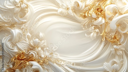 Ornate white and gold wall decor (1)