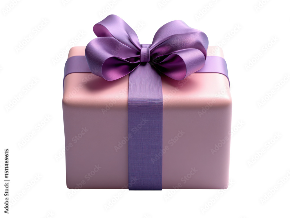 Obraz premium A pink box with a purple bow on top